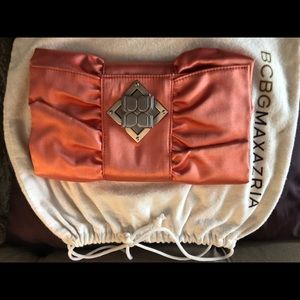 BCBGMaxAzria coral satin clutch